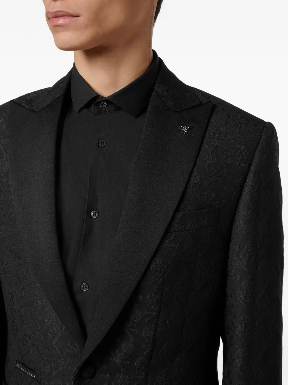 Philipp Plein Skull&Bones blazer met jacquard Zwart