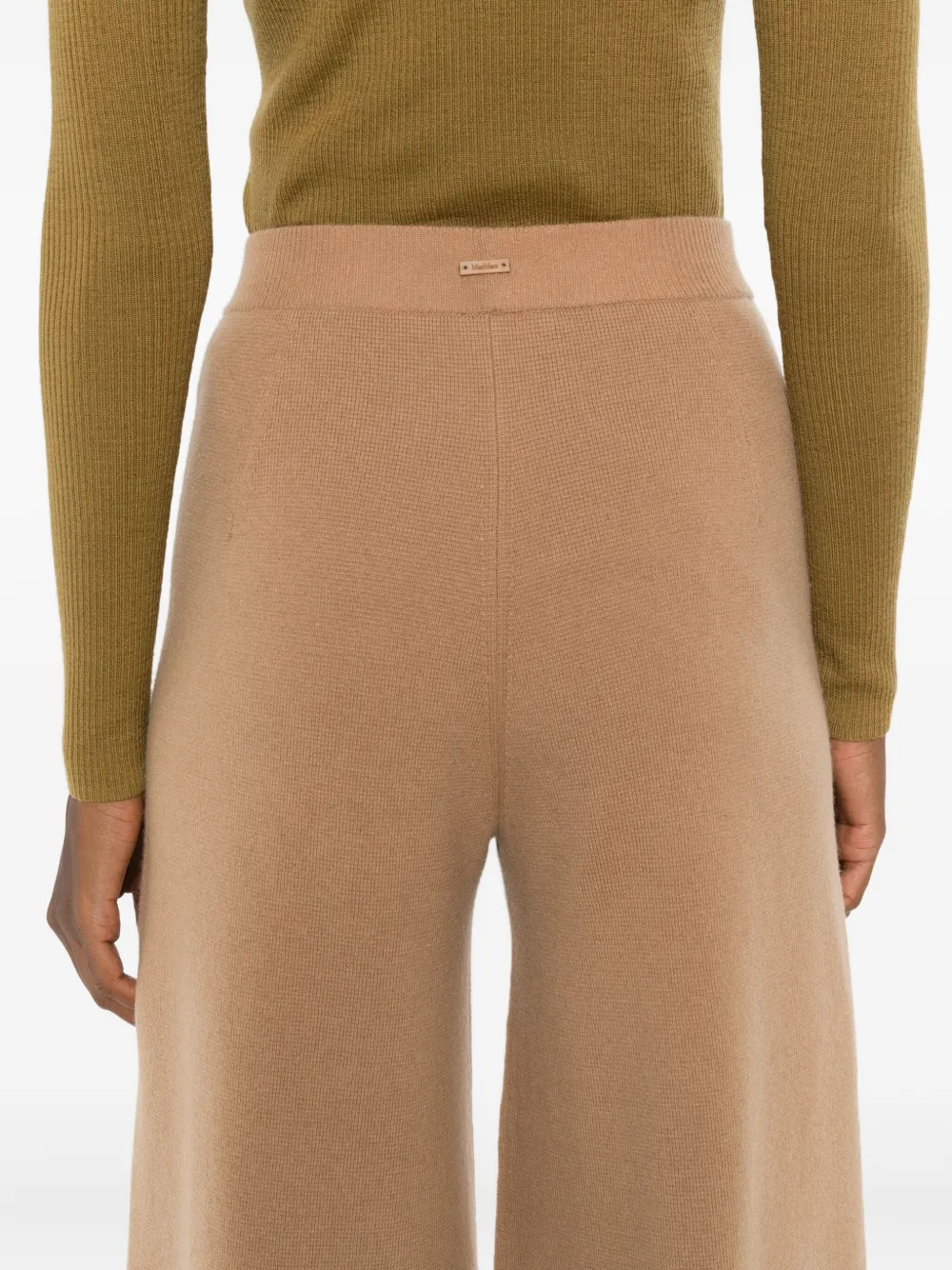 Max Mara Gebreide broek met geribbelde taille Bruin