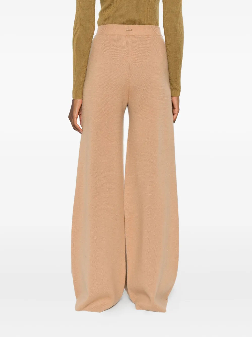 Max Mara Gebreide broek met geribbelde taille Bruin