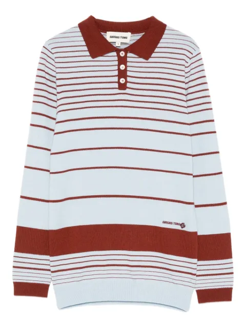 SHUSHU/TONG striped fine-knit polo top