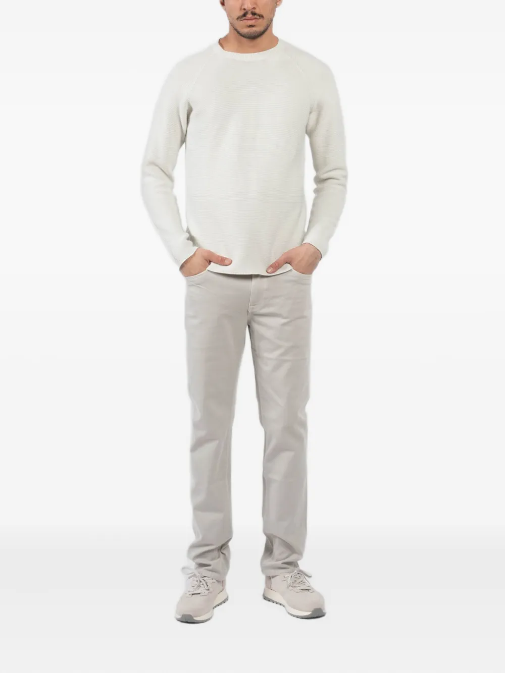 Transit Sweater met ronde hals en textuur - Wit