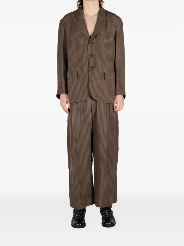 Ziggy Chen Striped single-breasted Blazer | Brown | FARFETCH