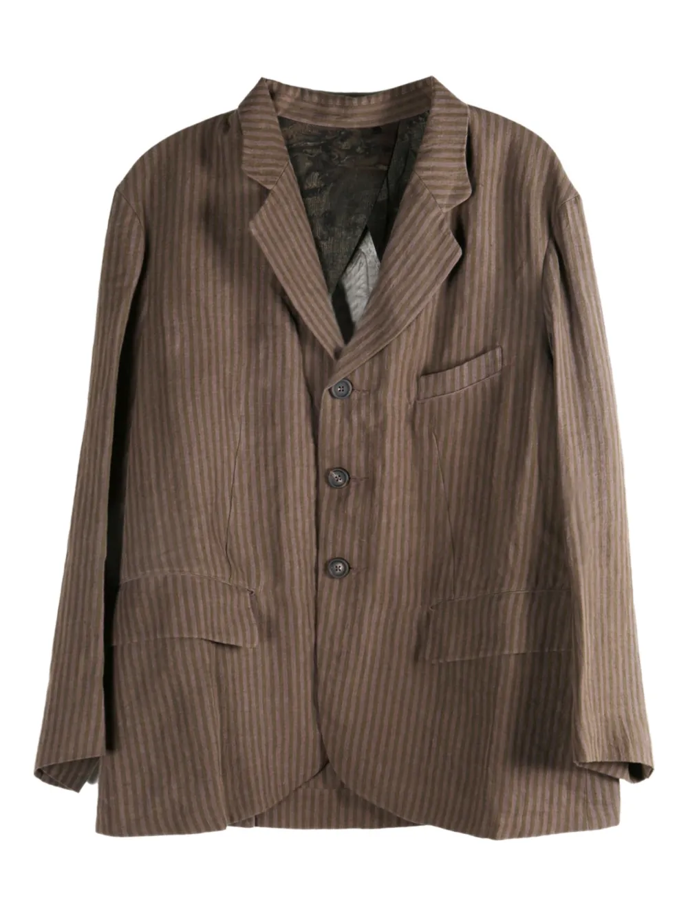 Ziggy Chen striped single-breasted blazer | Brown | Image 1
