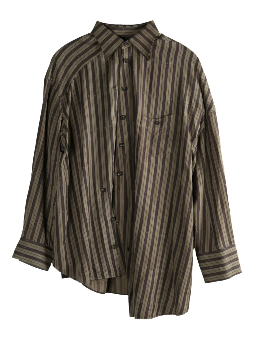 Ziggy Chen striped button-up shirt | Neutrals | Image 1