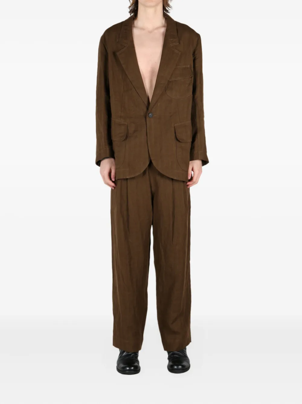 Ziggy Chen single-breasted blazer | Brown | Image 1