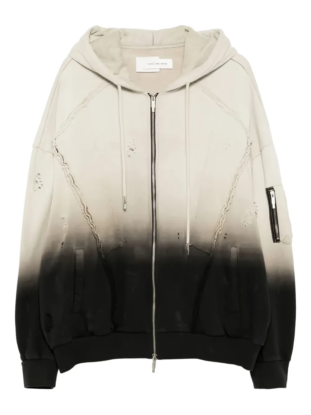 Feng Chen Wang distressed zip-up hoodie Wit