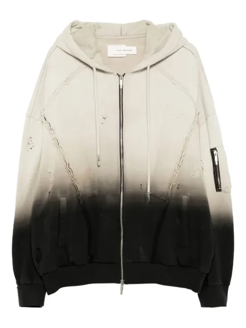 Feng Chen Wang distressed zip-up hoodie