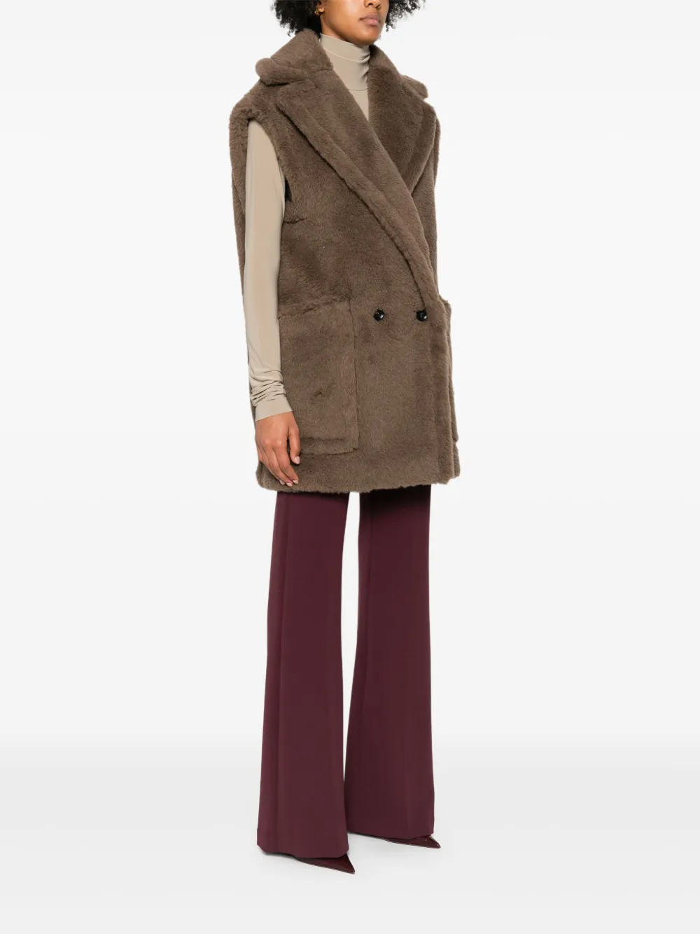 Max Mara Bormida Double-breasted Gilet In Brown