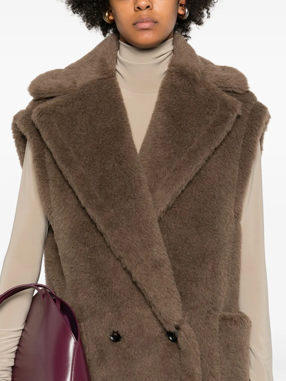 Max Mara Bormida Double-breasted Gilet In Brown