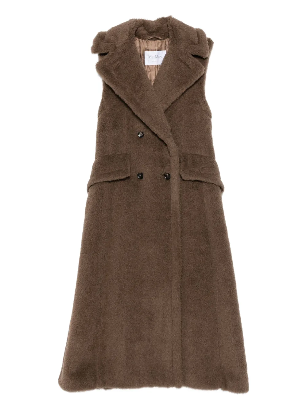 Max Mara Boario Double-breasted Sleeveless Coat In Brown