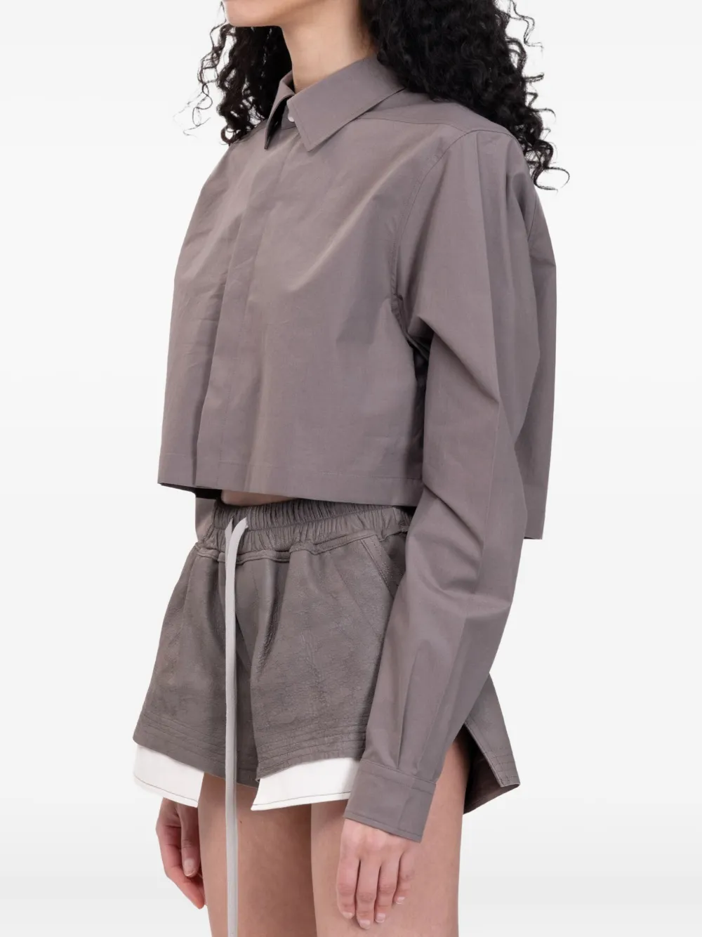 Rick Owens Cropped shirtjack Bruin