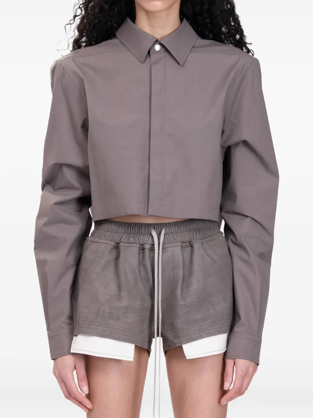 Rick Owens Cropped shirtjack Bruin