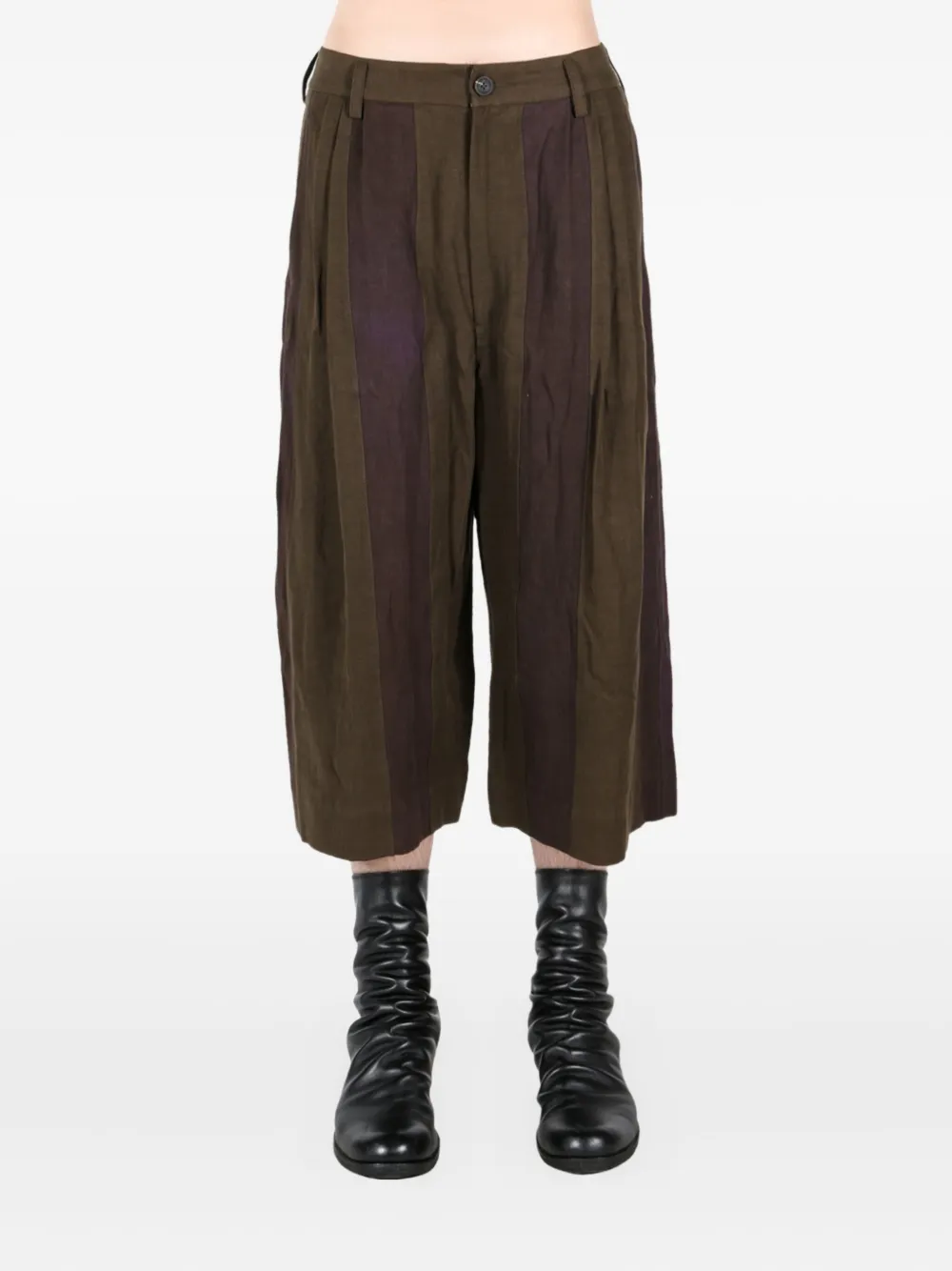 Ziggy Chen pleated cropped trousers - Bruin