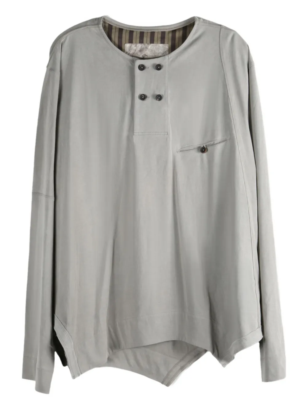 Ziggy Chen buttoned-placket long-sleeve top | Grey | Image 1