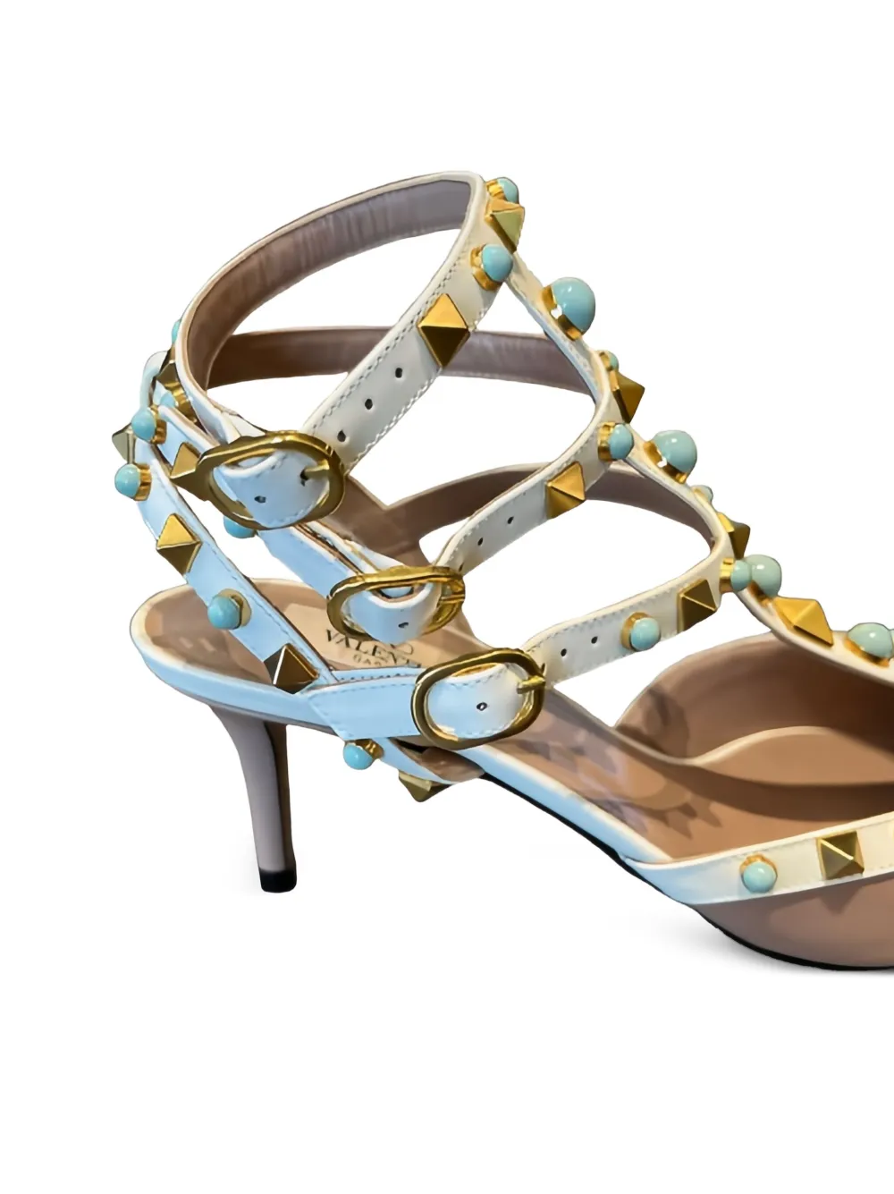 Valentino Studded Leather Lace-up Shoes In Brown