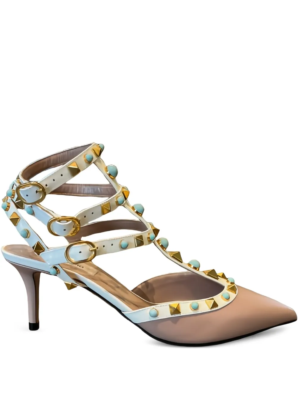 Valentino Studded Leather Lace-up Shoes In Brown