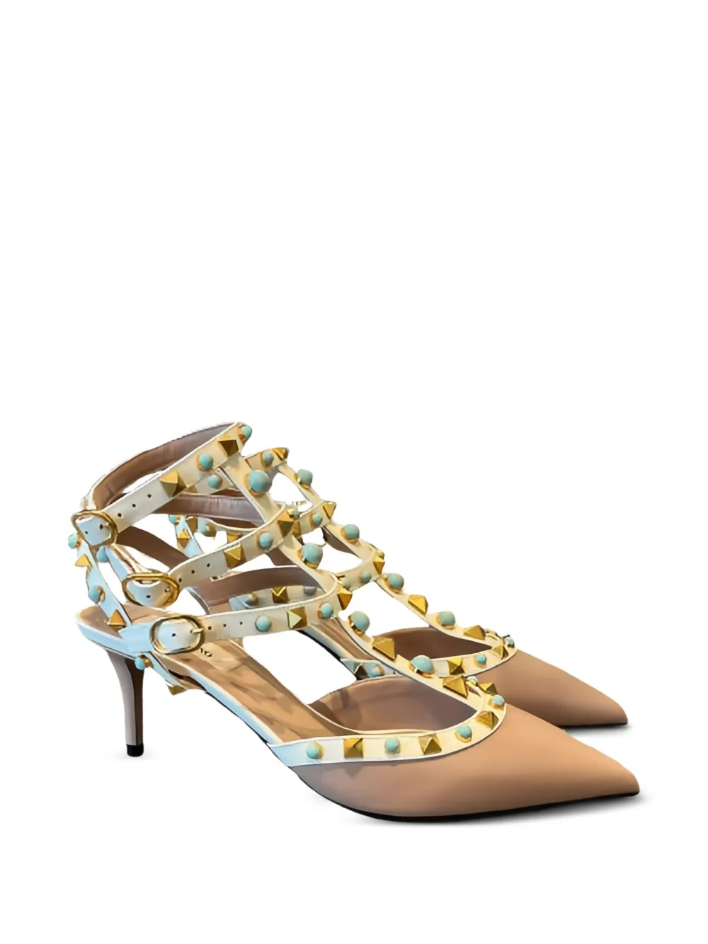 Valentino Studded Leather Lace-up Shoes In Brown