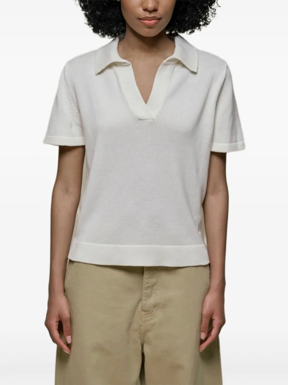 Merz B. Schwanen cotton polo top - Wit