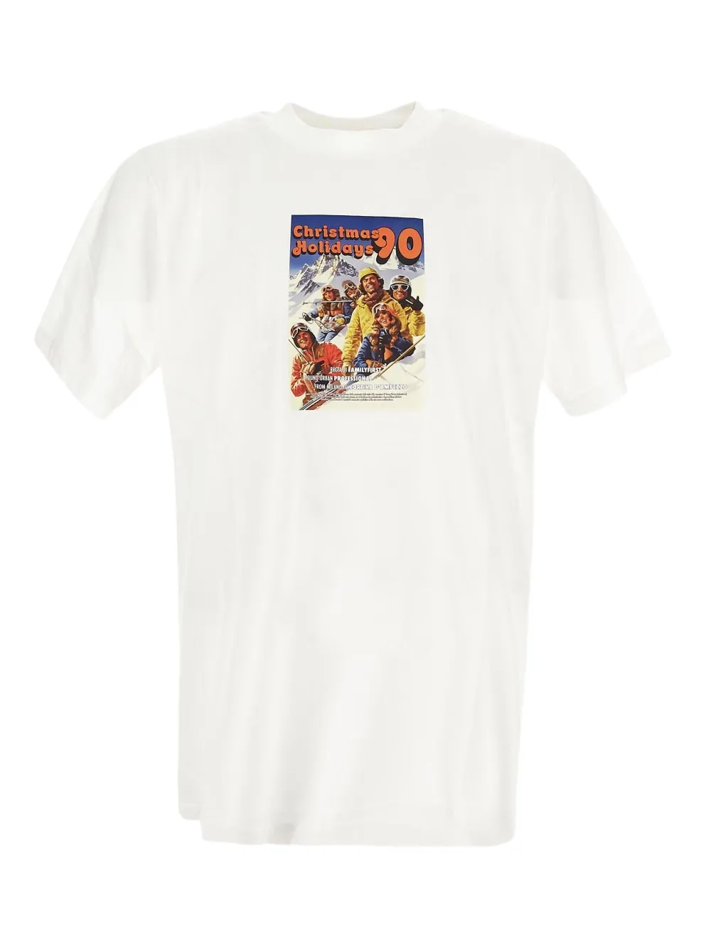 Family First T-shirt met ansichtkaart-print Wit