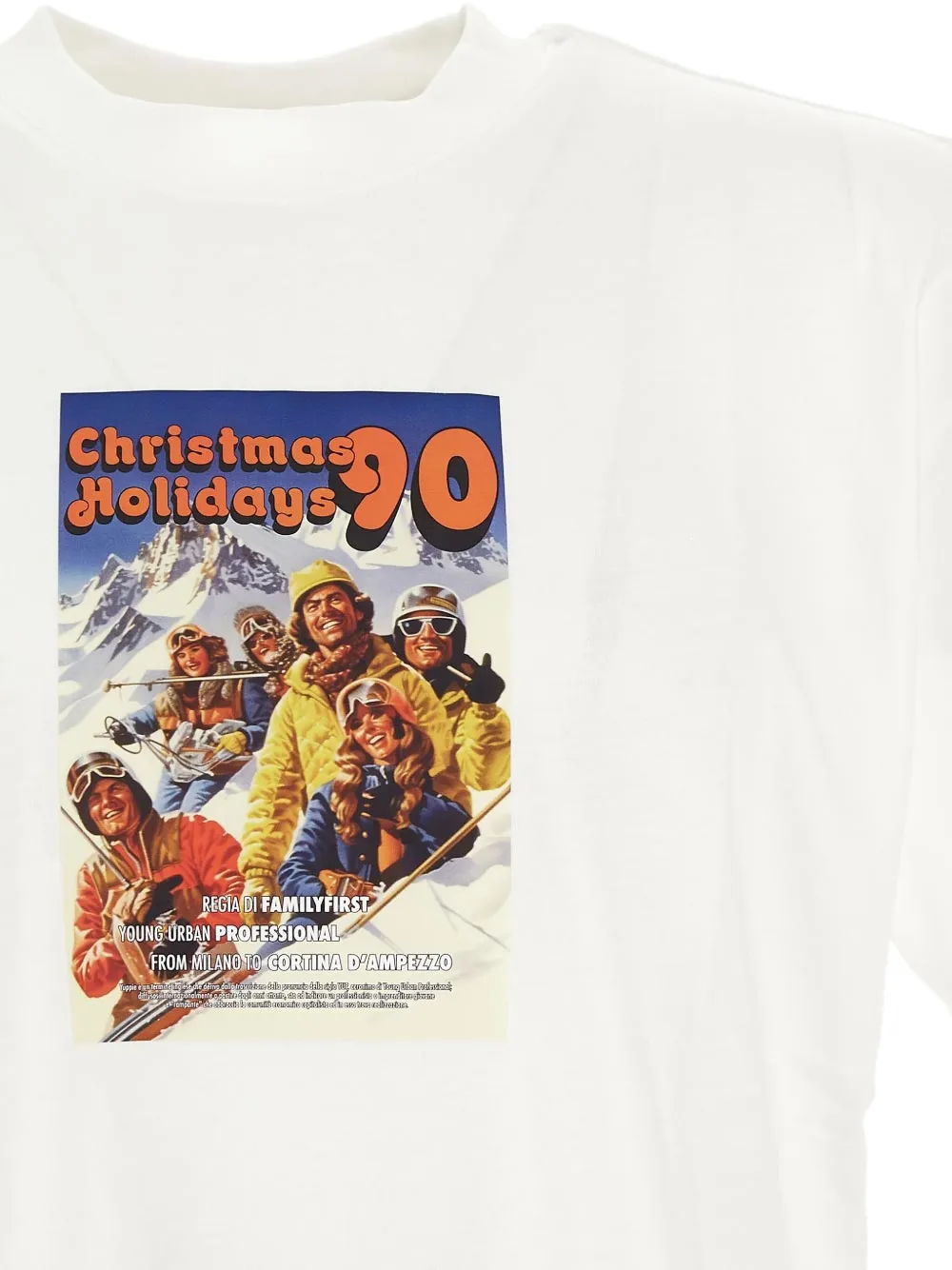 Family First T-shirt met ansichtkaart-print Wit