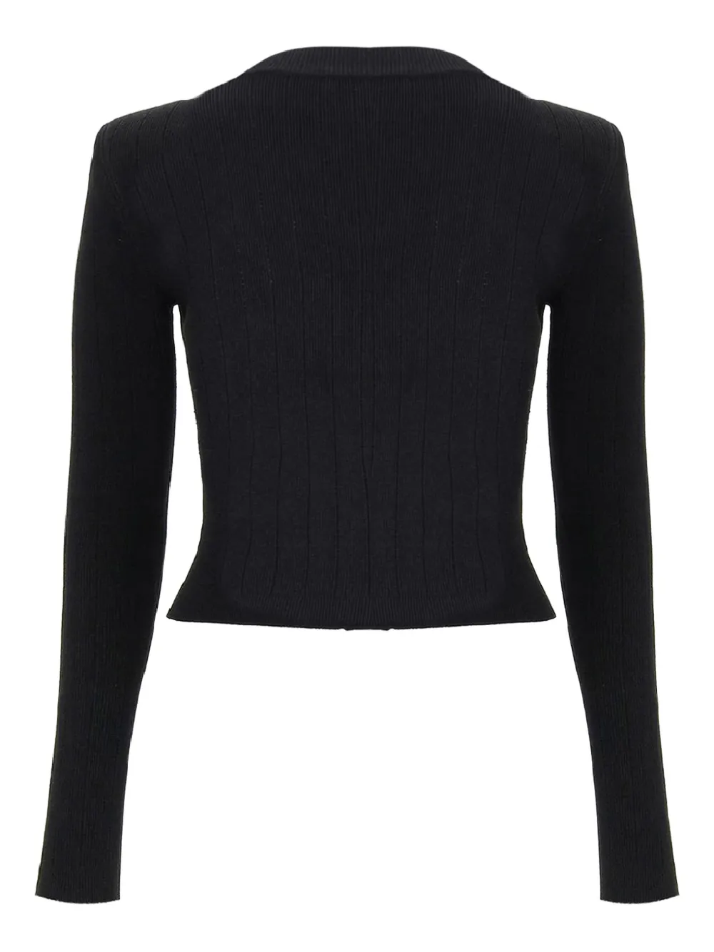 Balmain Geribbeld vest met gouden knopen Zwart