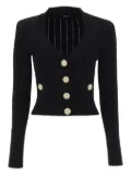 Balmain ribbed gold-button cardigan - Black