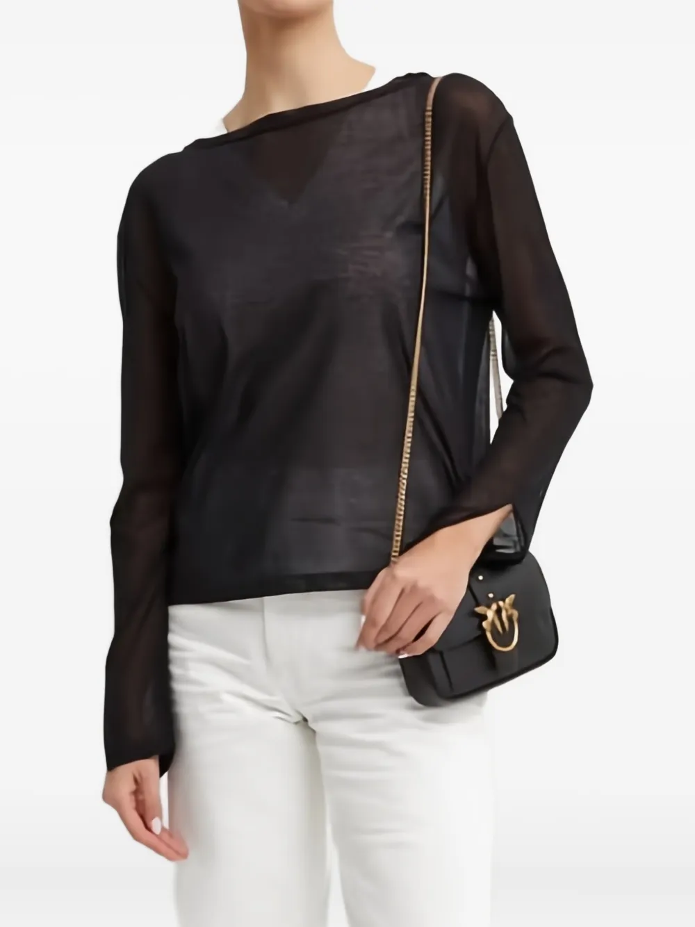 PINKO Semi-doorzichtig T-shirt Zwart