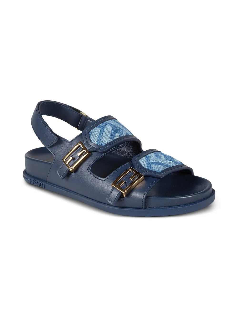 Fendi Kids Leren sandalen met vlakken Blauw