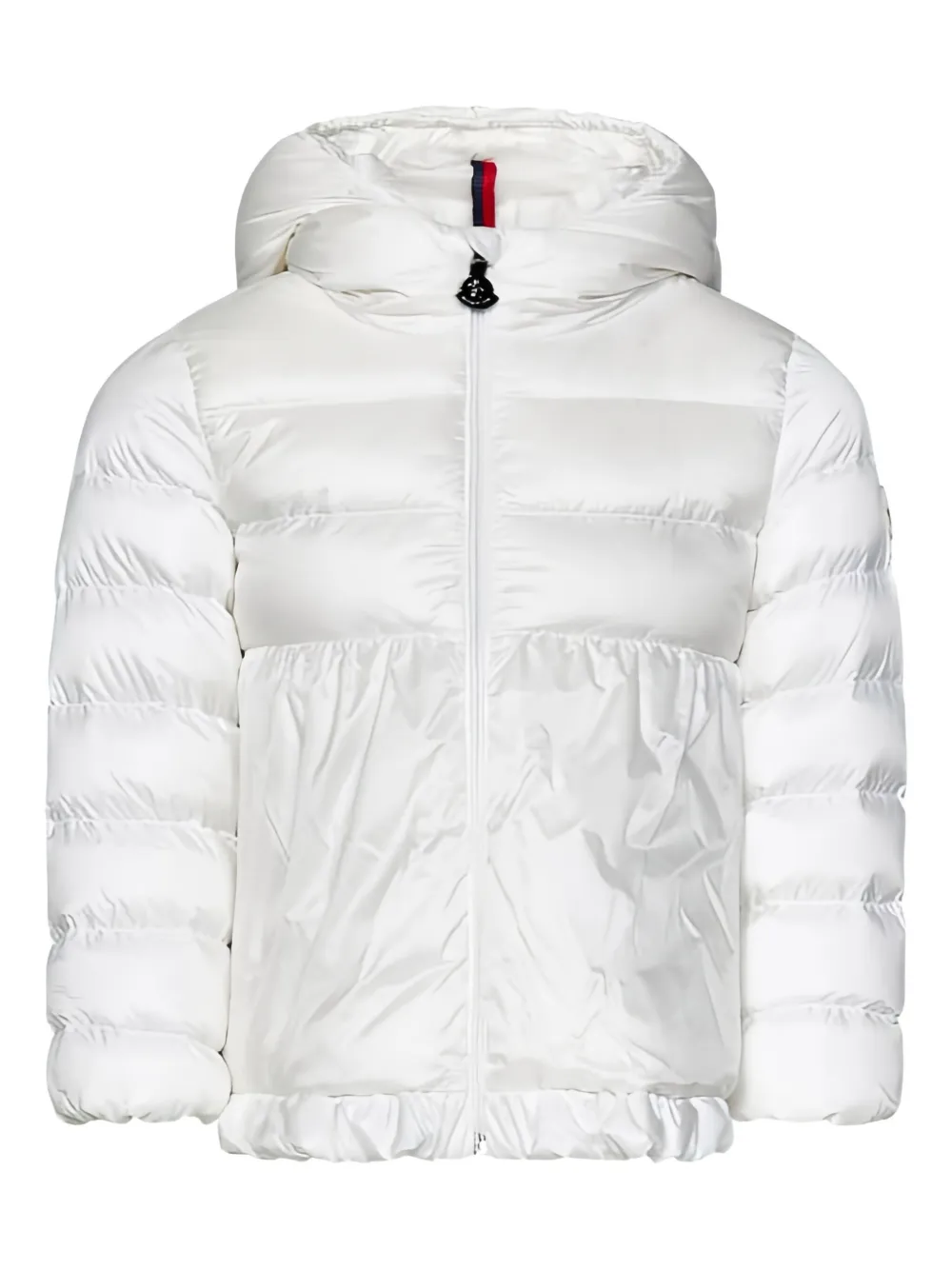 Moncler Enfant hooded ruffled jacket Wit