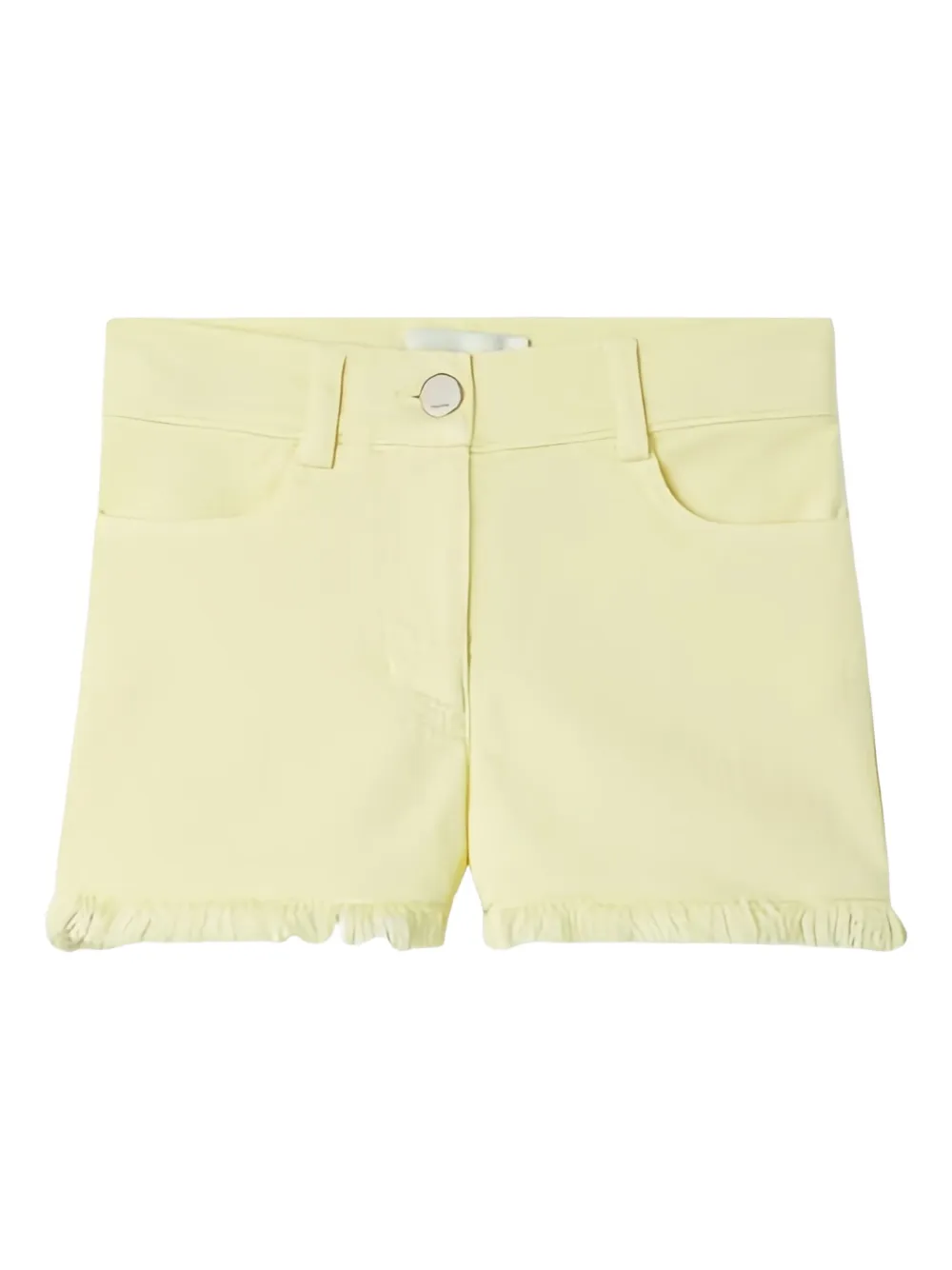 Fendi Kids logo-patch frayed-hem shorts Geel