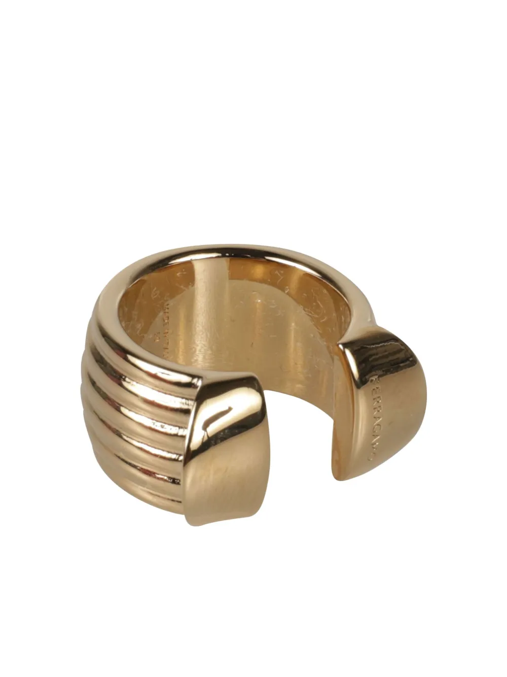 Ferragamo ribbed open-design ring - Goud