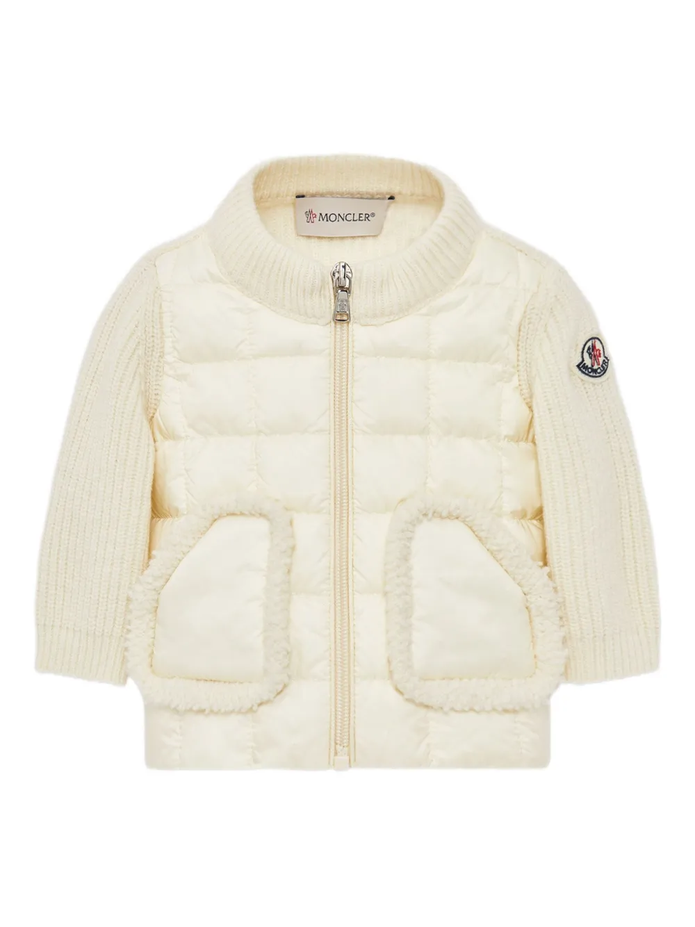 Moncler Enfant Wollen jack met gewatteerde vlak Beige