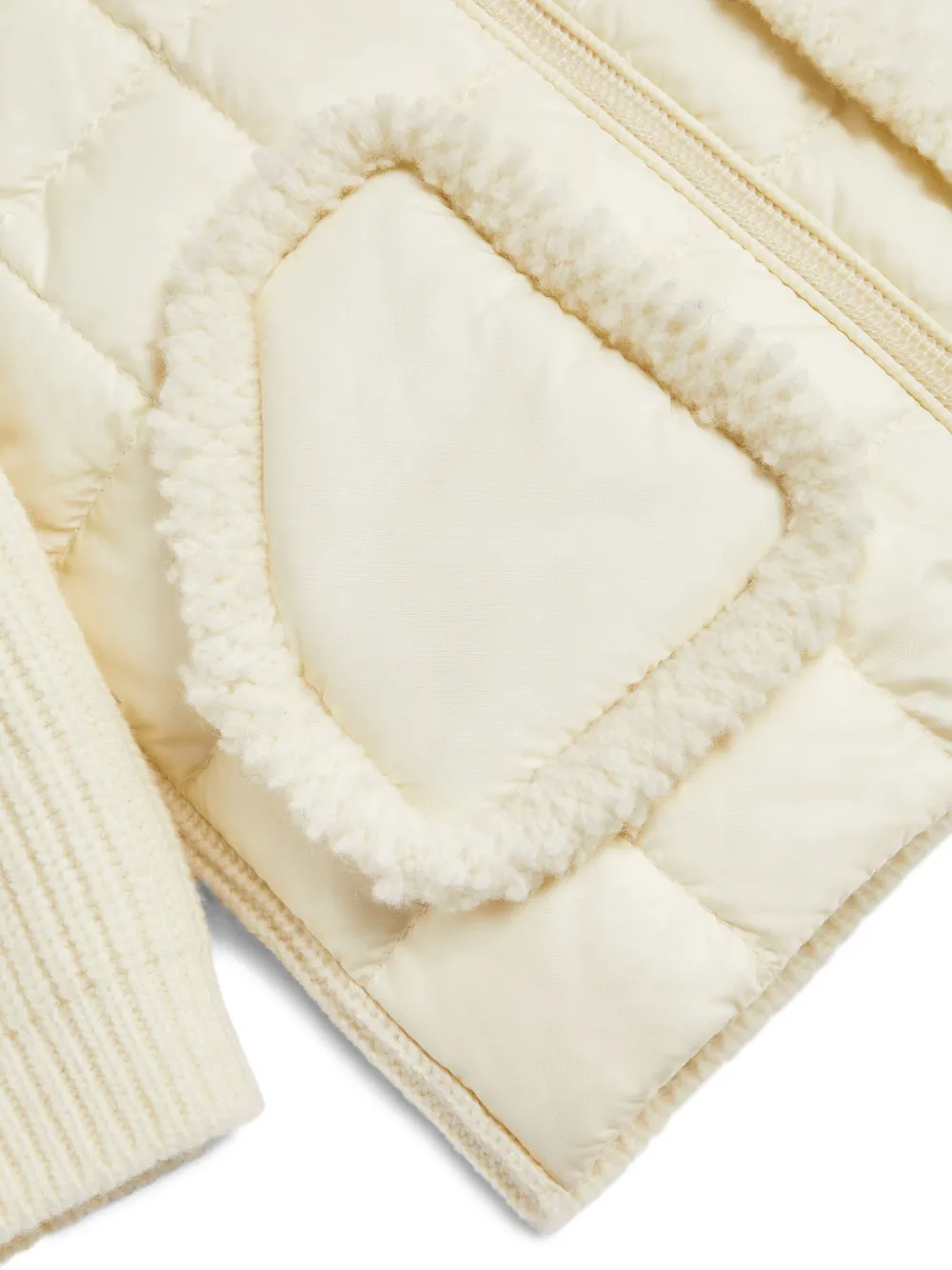 Moncler Enfant Wollen jack met gewatteerde vlak Beige