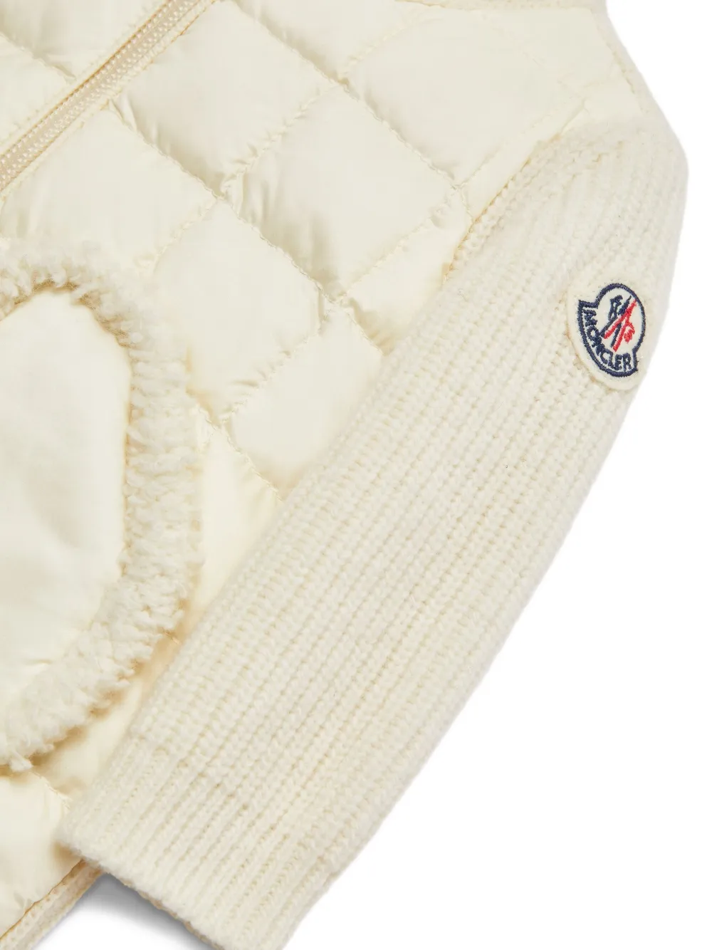 Moncler Enfant Wollen jack met gewatteerde vlak Beige