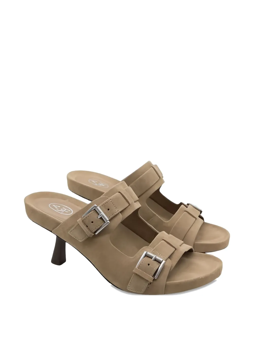 Ash 27 5mm double-buckle suede heeled sandals Brown