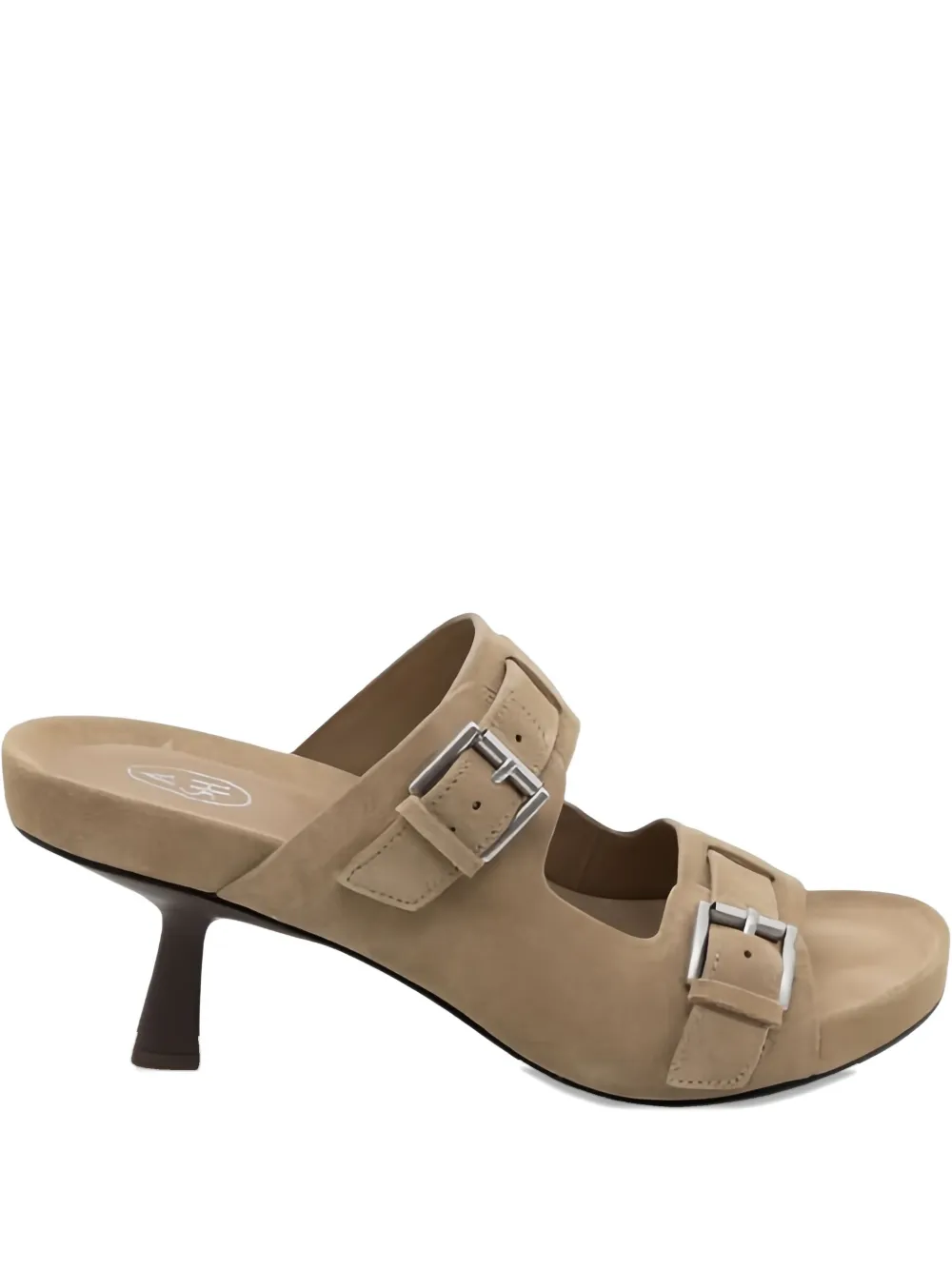 Ash 27 5mm double-buckle suede heeled sandals Brown