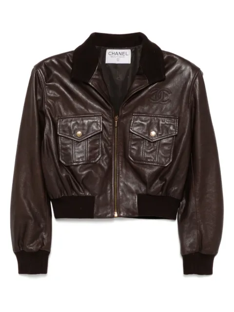 CHANEL Pre-Owned 1900-2000s zip up leather jacket