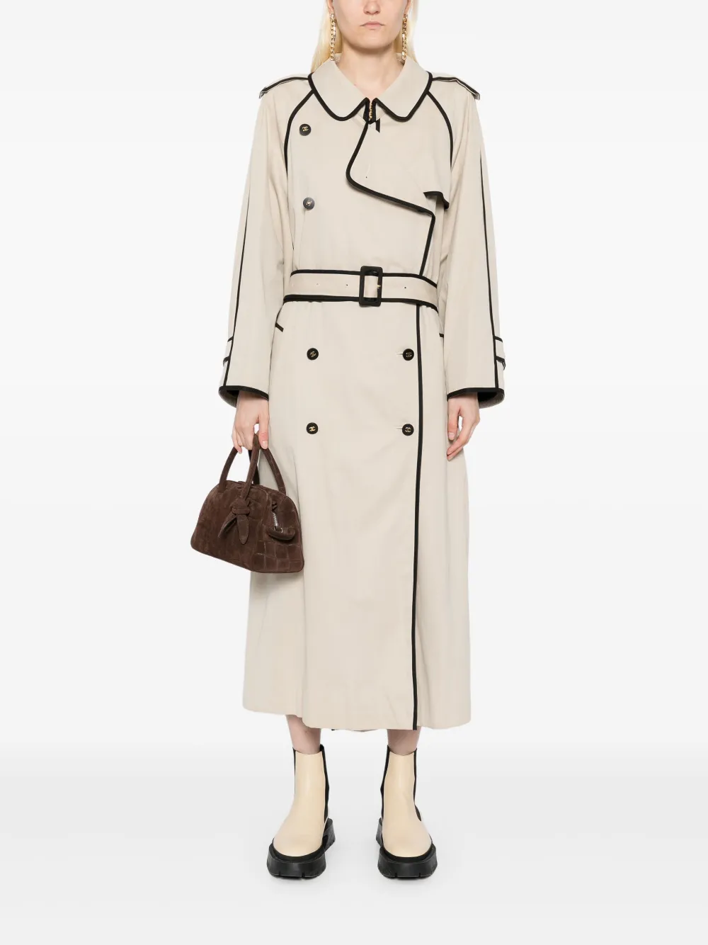 CHANEL Pre-Owned 1990-200s trenchcoat - Bruin