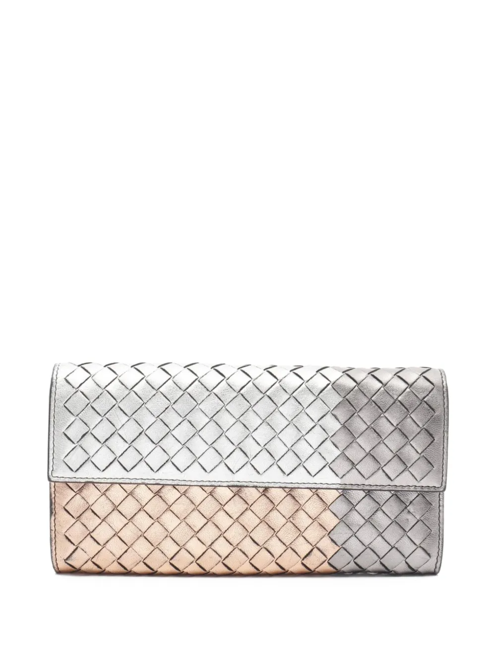 Pre-owned Bottega Veneta 2000 Intrecciato Bi-fold Long Wallet