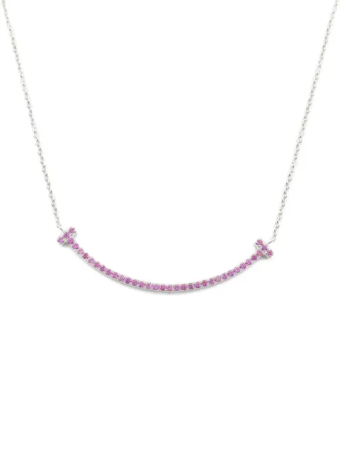Tiffany & Co. Pre-Owned 2010s 18K white gold small T Smile sapphire necklace