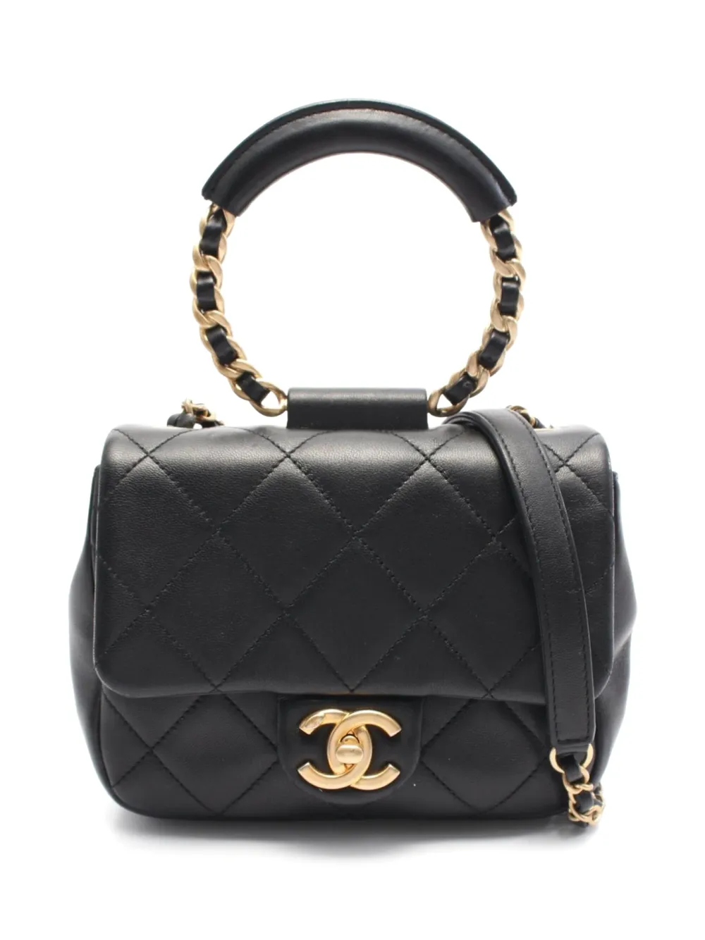 Pre-owned Chanel 2019 Mini In The Loop Shoulder Bag In Black