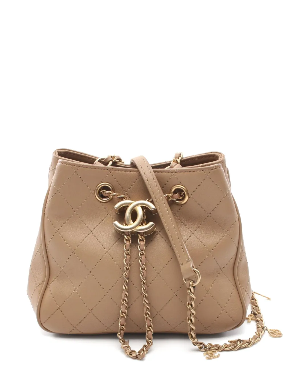 Pre-owned Chanel 2019 Quilted Chain Shoulder Strap In Brown