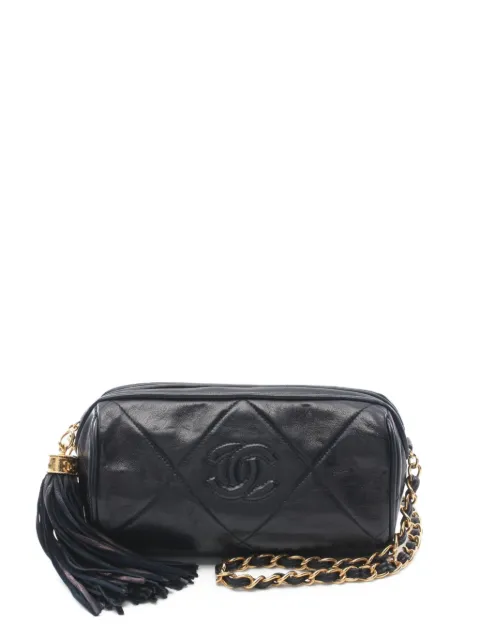 CHANEL Pre-Owned bolsa de hombro capitonada con logo CC 1986-1988