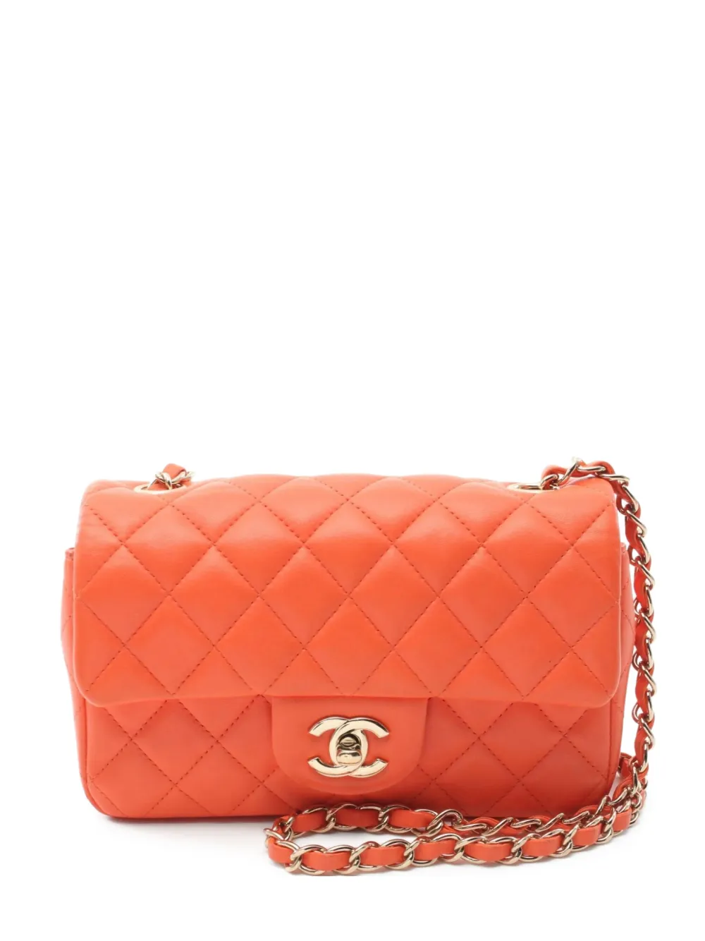 CHANEL Pre-Owned 2020-2021 クラシック フラップ ショルダーバッグ S - オレンジ CHANEL Pre-Owned 2020-2021 クラシック フラップ ショルダーバッグ S - オレンジ