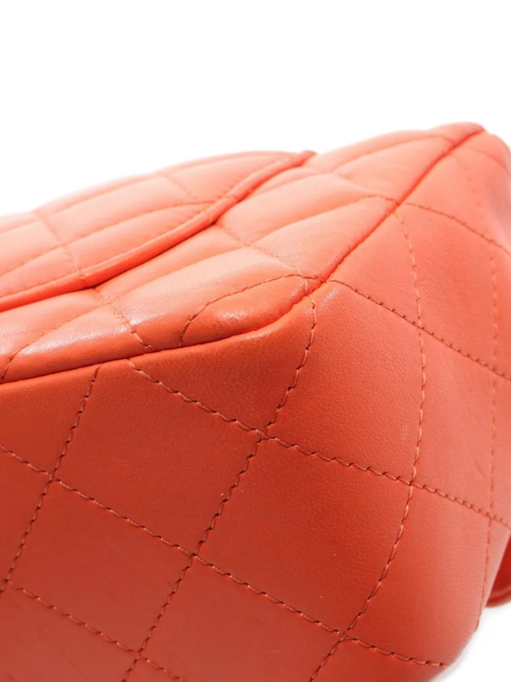 Pre-owned Chanel 2020-2021 Small Classic Flap Shoulder Bag In Orange