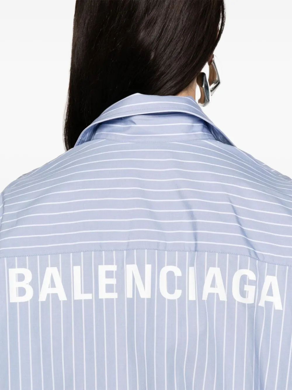 Balenciaga striped logo shirt Blauw