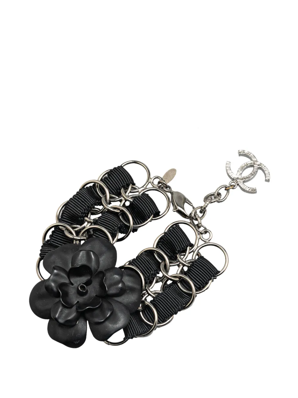 CHANEL Pre-Owned 2009 Nylon Resin Camellia Chain Ribbon Bracelet costume bracelet | Image 2