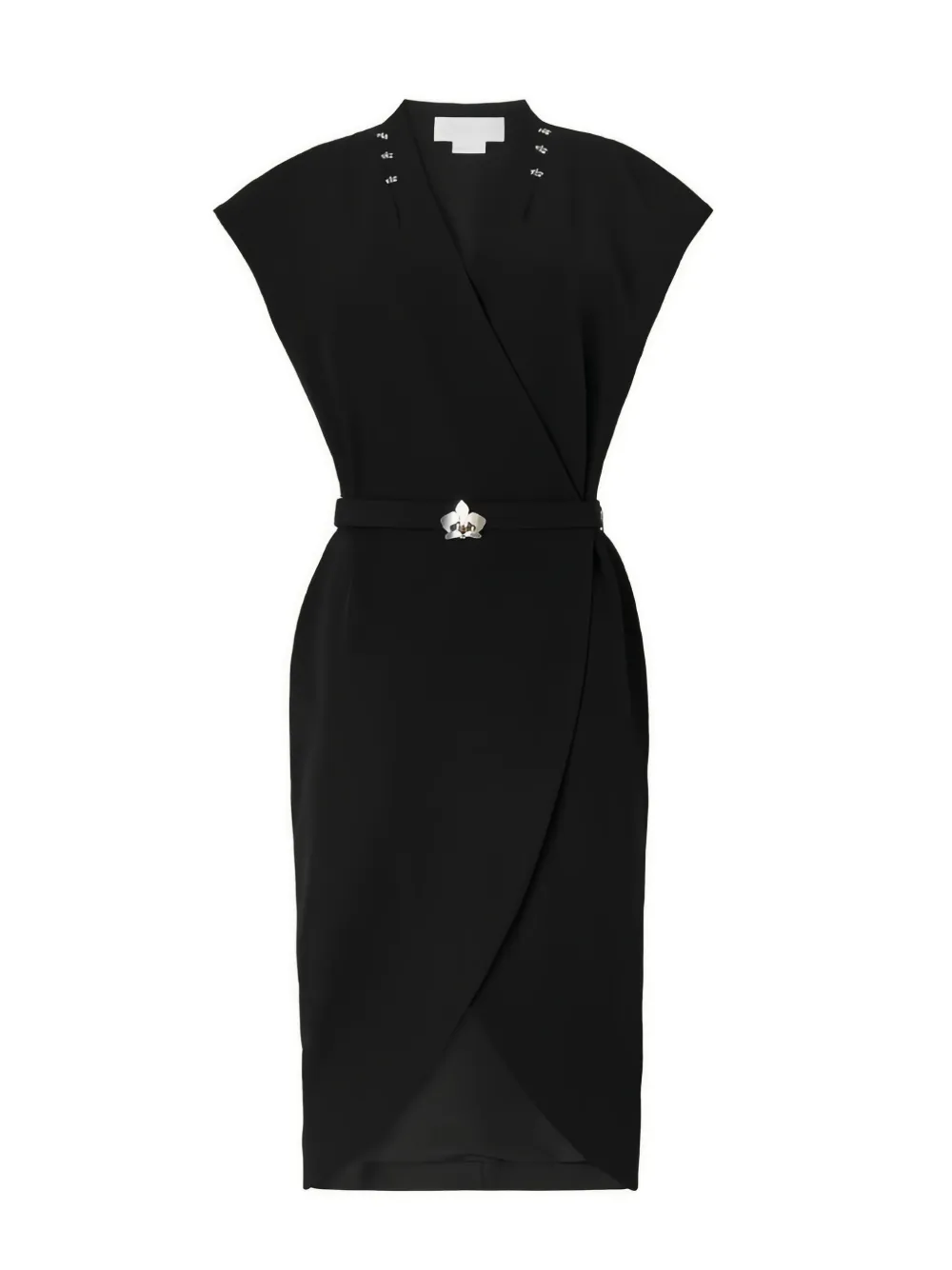 Genny Button-detailing Wrap Midi Dress In Black