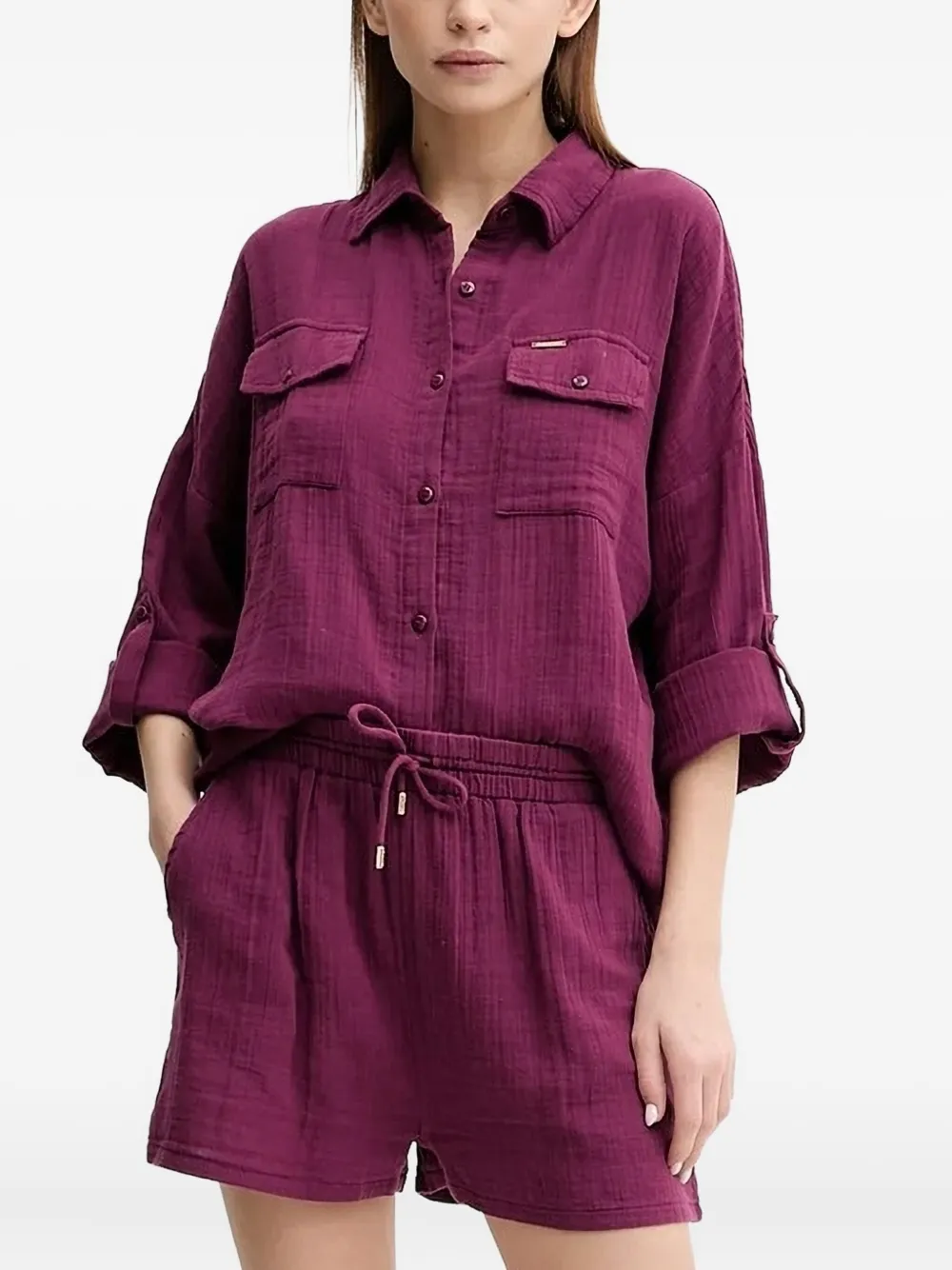 Melissa Odabash Elena double-pocket shirt | Red | Image 1
