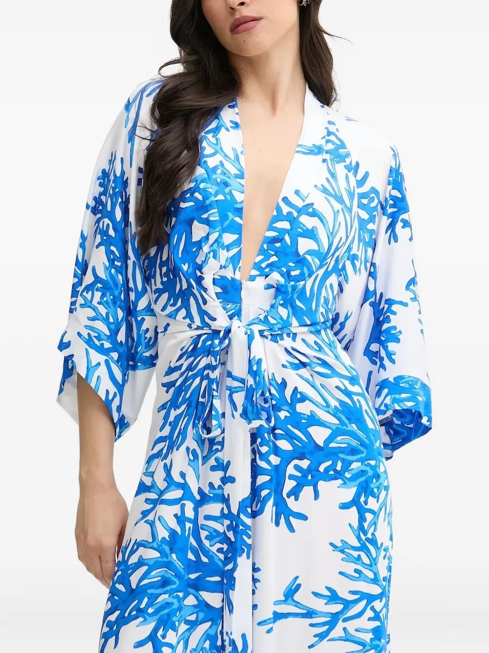 Melissa Odabash Eloise coral-print belted dress | Blue | Image 1